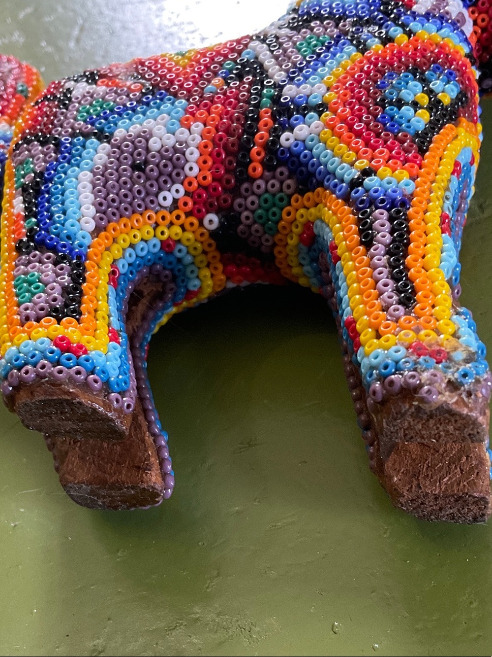 Handcrafted Multicolor Beaded Huichol folk art Donkey Sculpture - Picture 6 of 6